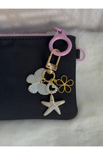 WhimsyWhite Starfish Themed Y2K Charm Keychain – Aesthetic Bag Accessory with...