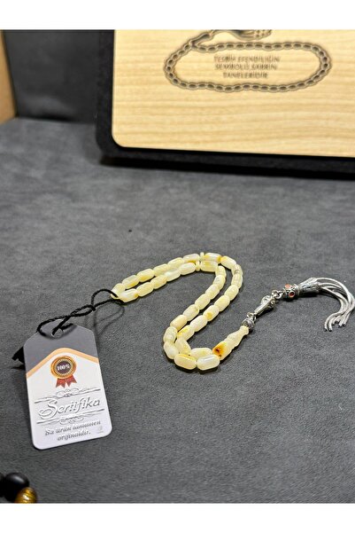 Kehribar Kaya Damla Tesbih – Gümüş Kaplama Püsküllü Koleksiyonluk Model