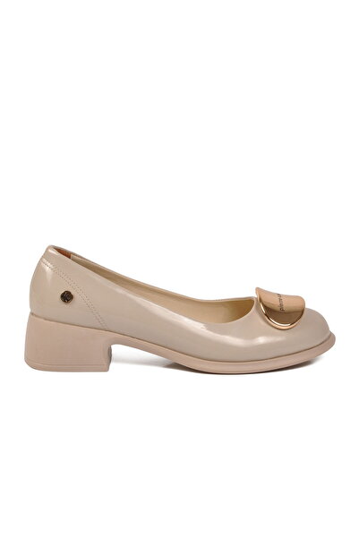 Pierre Cardin Beige Patent Leather Women's Heeled Shoes Pc-54764 Z