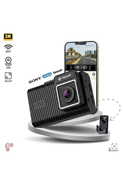 Tecar Te-D232 Tekar Dash Cam 2K Dual Cameras with Wifi +24H Recording App