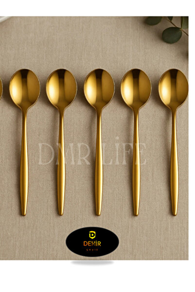 DMR LİFE Venezia Titanium Gold 6 Pieces Tea - Coffee Spoons 6 Pieces 18/10