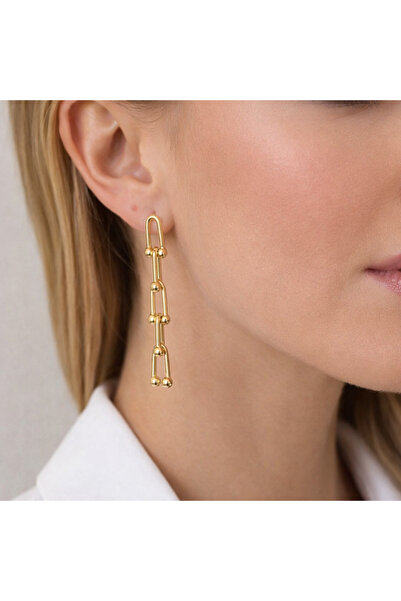 Vitastyle أقراط من الفولاذ 316L بلون ذهبي مع حلقات علوية