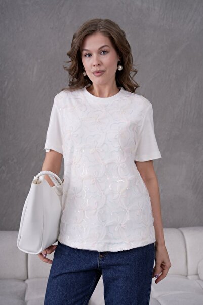 Noi Belis Floral Lace Detailed Knitted Blouse Ss26Bz0086