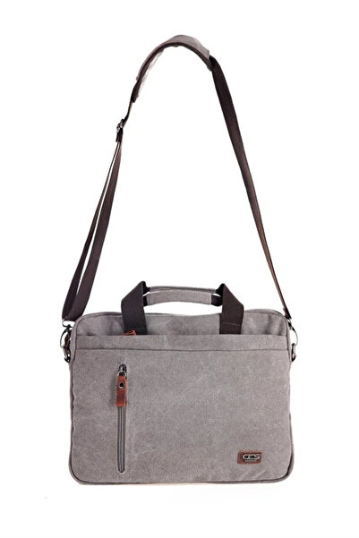 ÇÇS Gray Unisex Canvas Fabric 15.6 Inch Briefcase & Laptop Bag 31457
