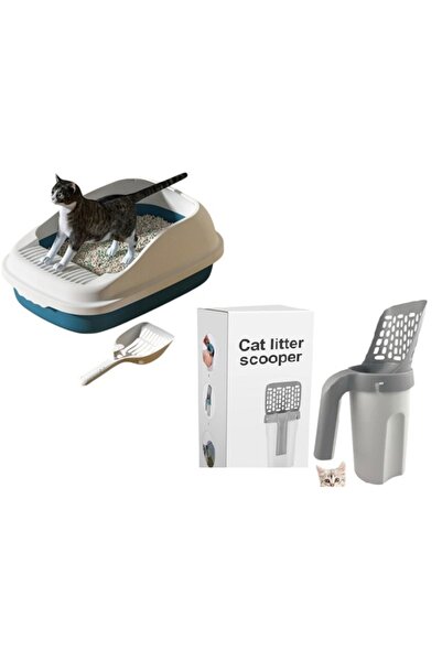 OEM Σετ αμμοδόχου γάτας 48x32x13 εκ. με αφαιρούμενο πλέγμα πράσινο/λευκό + 2 ...