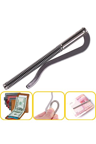 ipekbazaar Clemă metalică pentru bani, clemă pentru bani cu arc pentru portof...