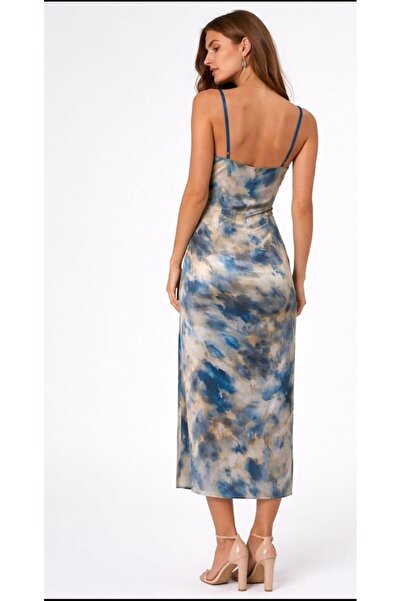 CHEVALIER FASHION Women’s Elegant Satin Slip Dress with Side Slit – Spaghetti Strap V-Neck Eveni