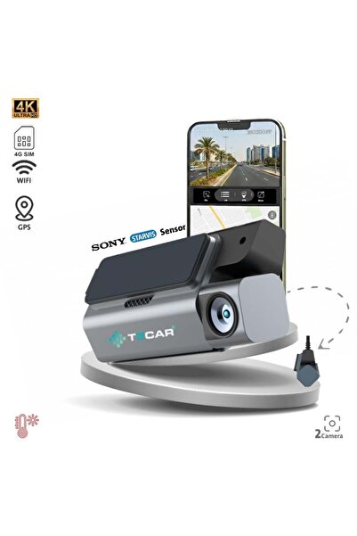 Tecar Te-D24G Tecar Dashcam 4K Dual Camera Tracking Wifi 24H Recording App 4g...