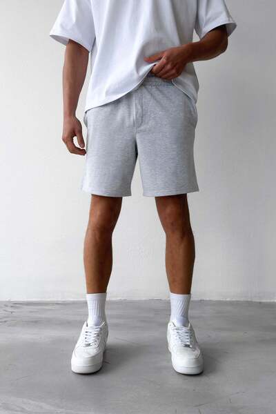 Flaw Wear Basic Bel Lastikli Gri Melanj Şort