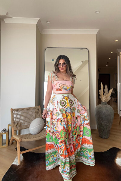 AsprinFashion فستان بتصميم أنيق مع أربطة وردية اللون