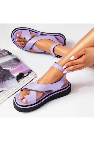 Zaira Women's purple platform sandals made of organic leather Yara #19438 - 40