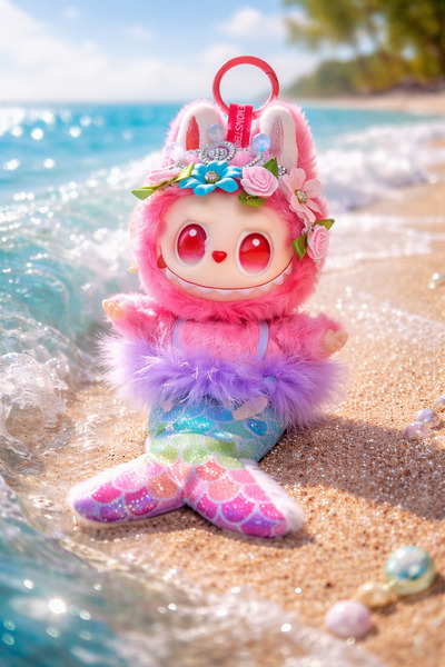 Fayola ™   Jucărie de pluș tip sirenă Labubu Roz – Breloc fantezie cu design ...