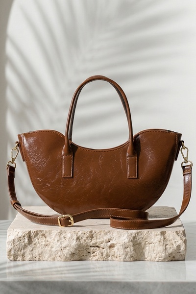 InStyle Women's Half Moon Tan Hand and Shoulder Bag