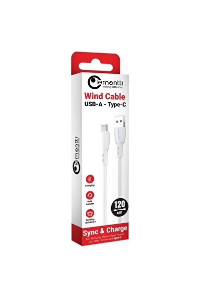 lemontti Cablu de date LEMCUTYPC12A, USB-A la Type-C, 1.2m, Alb