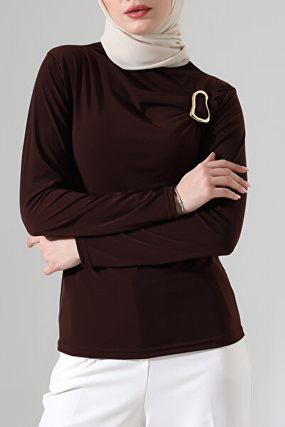 zenne Sandy Shoulder Buckle Blouse Brown - 2514