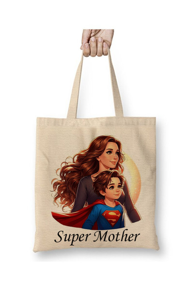 Toyaso Super Mother Mother's Day Gift White Cloth Bag Long Handle Shopping Ba...