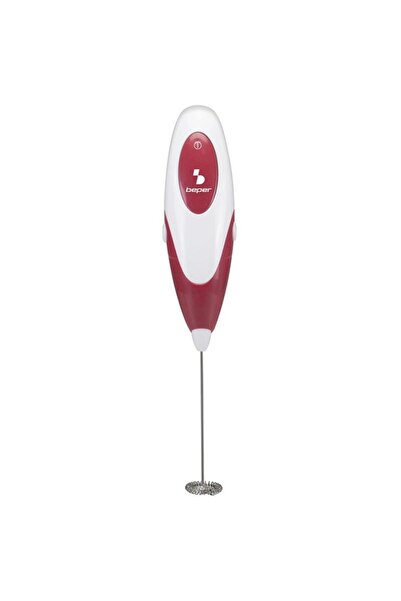 BEPER Milk Frother BP90349, Steel, Requires 2 AA Batteries (White/Red)