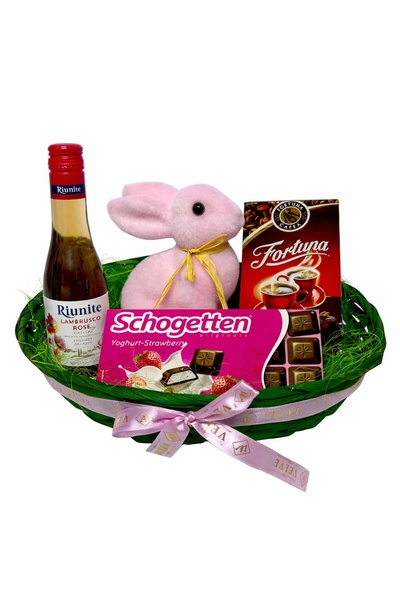 velve Easter gift basket Sweet Bunny Rose, 200ml wine, decorative bunny, Scho...