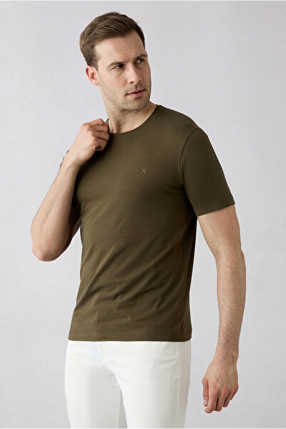 Kiğılı Crew Neck Slim Fit Soft Textured Cotton Lycra Stretchy T-Shirt