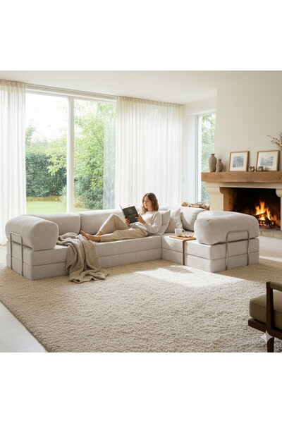 Boboco 300X200 Teddy Serisi Köşe Kapali| Uzanma Modüler Koltuk | Yıkanabilir ...