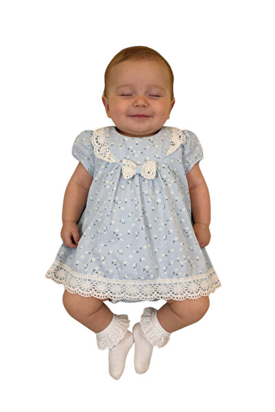 The-kid.co Blue Daisy Print Dress