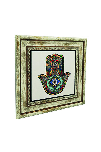 Sadrazam Hand of Fatima (with Evil Eye Beads) Printed Natural Stone Painting ...