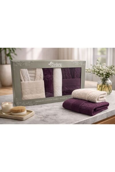 Constanza Exclusive طقم روب عائلي من القطن منقوش من هيرا مكون من 6 قطع / طقم ...