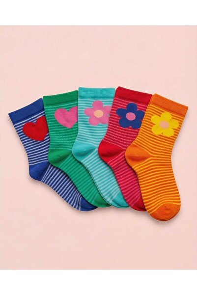 Moonrise Socks Детски чорапи Soket с десен на цветя и сърца, 5 чифта