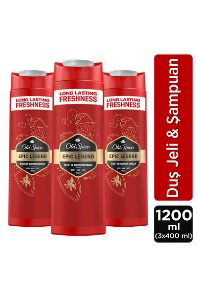 Old Spice Epic Legend Erkek Duş Jeli ve Şampuan 400 ml x3