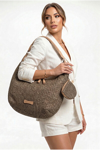 Shoesers Γυναικεία τσάντα μποέμ με ψάθινο σχέδιο και μεγάλο εσωτερικό όγκο - ...
