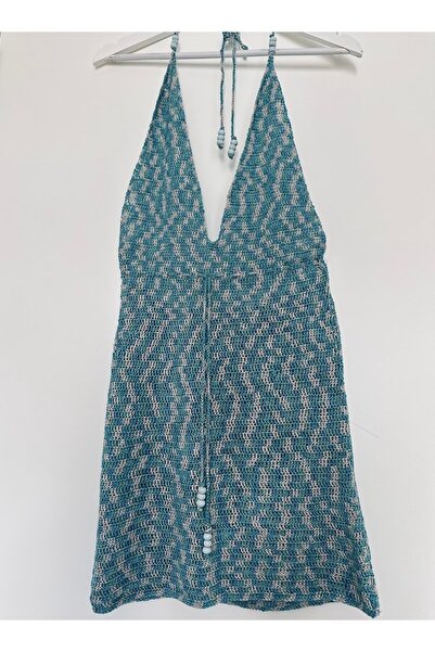 scyllastore Women's Backless Glittery Knit Beach Dress Mini Summer Dress