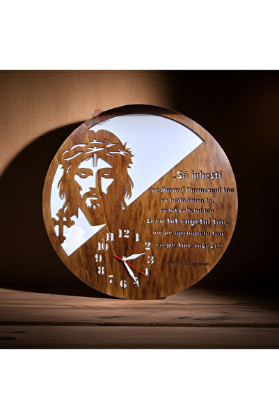 damoro Ceas de perete ortodox, Chipul Lui Iisus,Lemn,30 cm