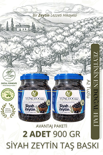 Çiftliği Az Tuzlu Siyah Zeytin - Doğal Fermente Katkısız Kahvaltılık Sele Zeytin 900 Gr x 2 Adet