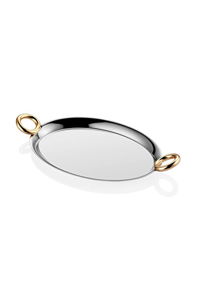RİVADOSSİ SANDRO Oval Gold Handle Serving Tray