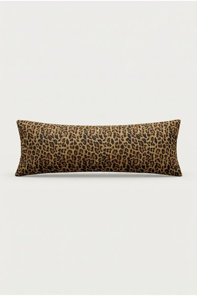 NESCO Leopar Desenli Dolgulu Uzun Yastık 40x120 cm %100 Pamuk Dekoratif Yastık Hamile Yan Yatış Yastığı