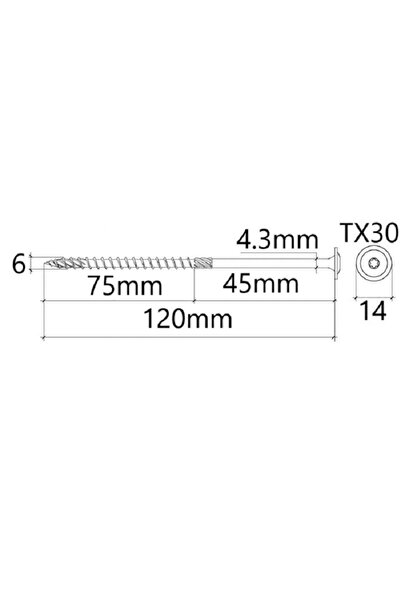 Mag-Krak Surub Dulgherie Cap Plat 6x120 mm Torx TX30 - 100buc/cutie