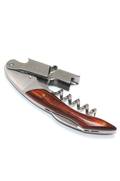 Epilons Professional Steel Corkscrew with Wooden Handle and Multi-Function Wi...