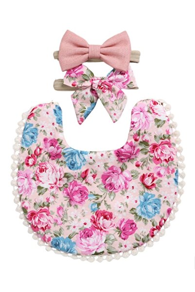 Bambimici -Angelica Baby Bib and Headband - Floral Pink- 0Y to 4Y