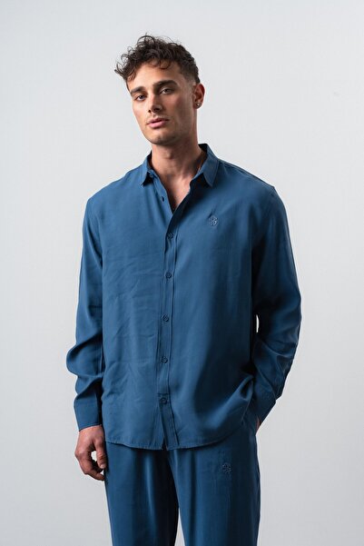 Respire Men's Rs Long Sleeve Modal Oversize Shirt Petrol