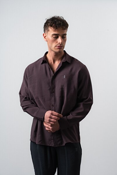 Respire Men's Rs Long Sleeve Modal Oversize Shirt Plum