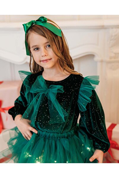 fustite cu luminite Πράσινη Βελούδινη Μπλούζα - 12-18 μηνών (80-86 εκ.)