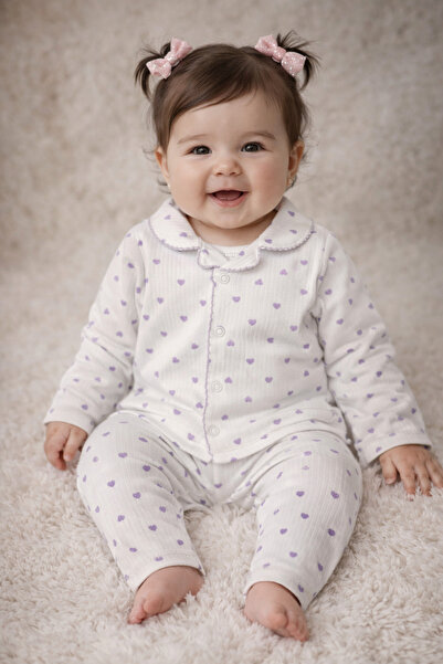 SANTRALBEBE Baby Girl Front Snap Heart Baby Set