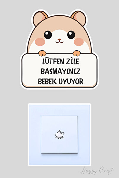 Huggy Craft Lütfen Zile Basmayınız Bebek Uyuyor Şirin Kedi Sticker Kapı Zili ...