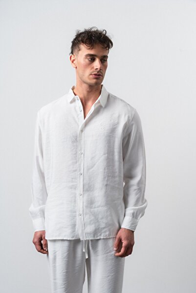 Respire Men's Rs Long Sleeve Modal Oversize Shirt White