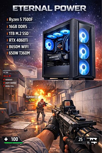 ETERNAL POWER PHANTOM RUSH Ryzen 5 7500F RTX 4060 Ti 16GB DDR5 1TB M.2 B650M ...