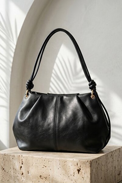 InStyle Thin Knotted Black Women's Hand and Shoulder Bag