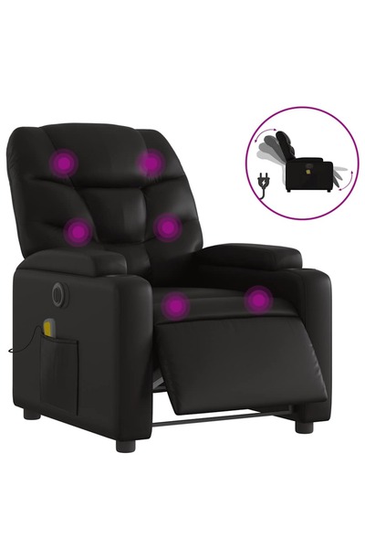 vidaxl Fotoliu electric de masaj rabatabil, negru, piele ecologică
