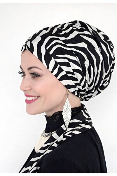 ELİGEQUEEN Kadın Zebra Desenli Hazır Bone – Pratik Kullanım, Kaymaz, Günlük &...