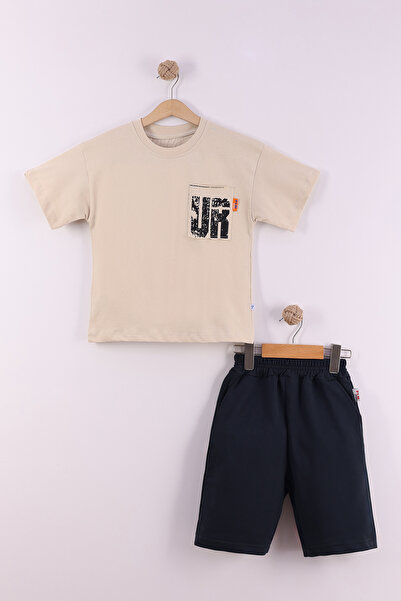 Entel Σετ μπλουζάκι και κάπρι για αγόρια, 100% βαμβακερό, με στάμπα στην πλάτ...