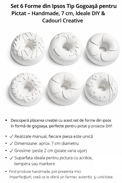 Serenity MT Set 6 Forme din Ipsos Tip Gogoașă pentru Pictat – Handmade, 7 cm,...